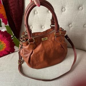 J. Crew Brompton Henna Brown Leather Hobo Bag Brass Hardware
